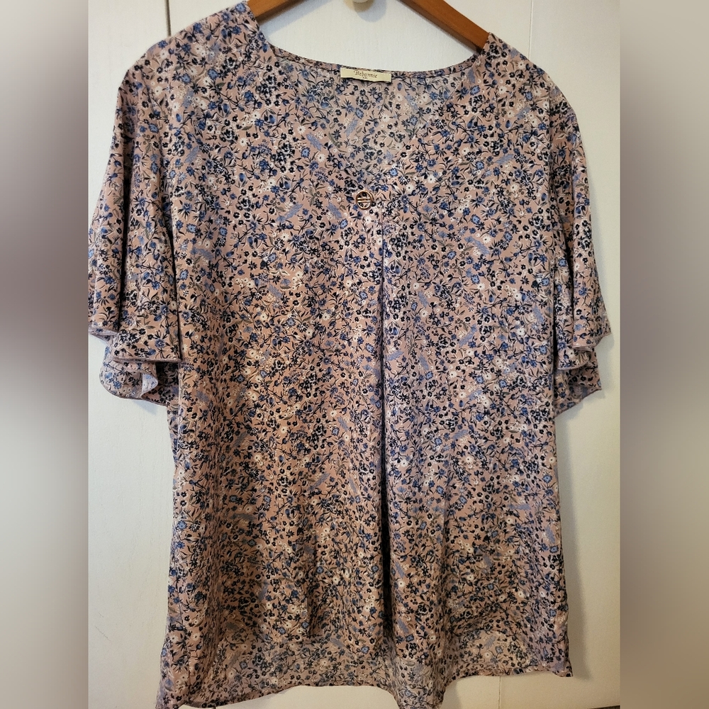 Bebonnie Vintage Floral Print Women's Top Sz XXL